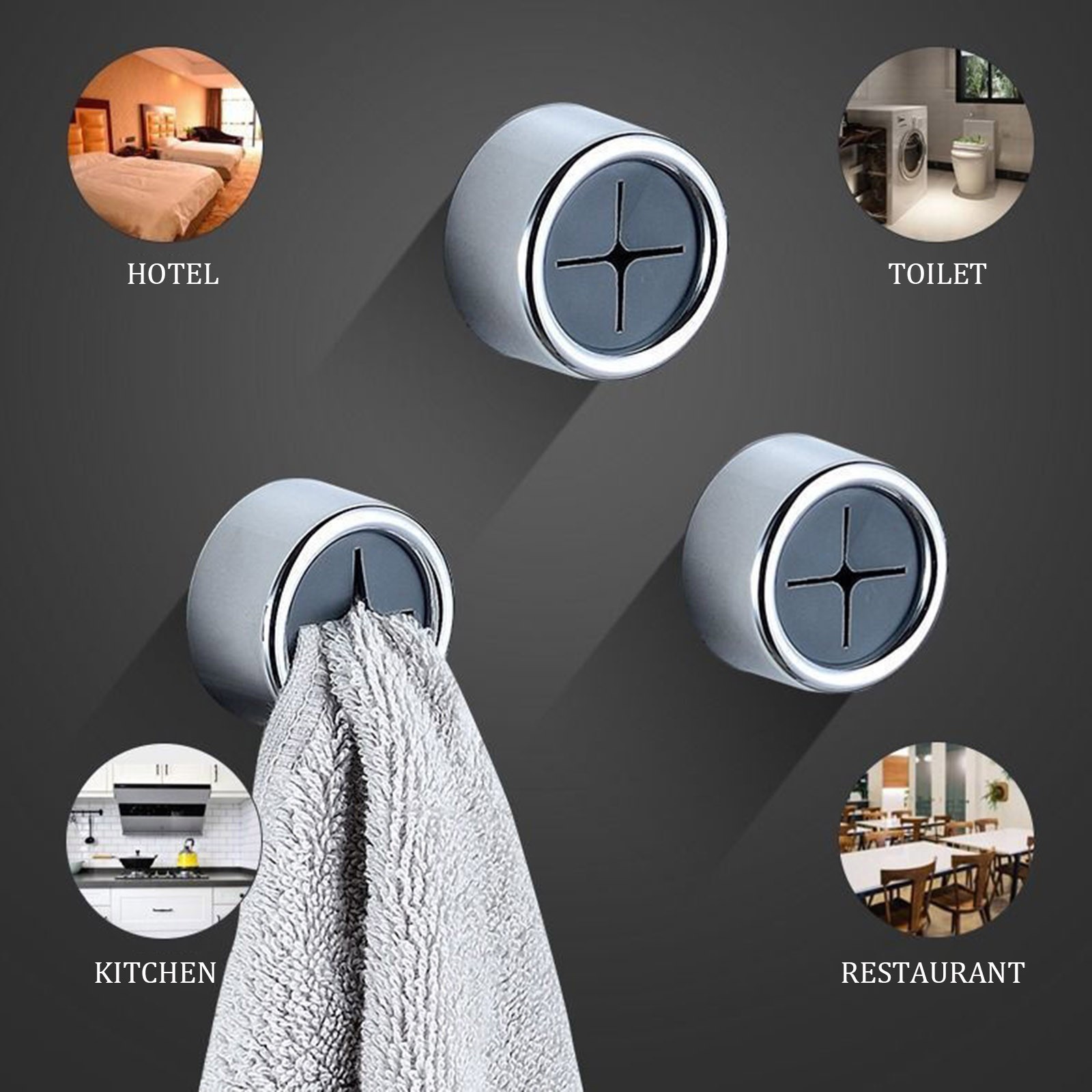 lystmrge Closet Rod Extender Hanging Hanging Dish Towel Holder Window Suction Cups for Lights 3PC Kitchen Bathroom Holder Self Adhesive Wall Dish Towel Hook Round Wall