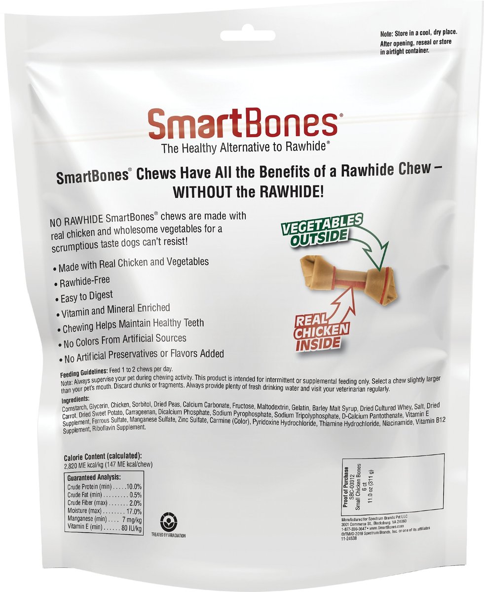 SmartBones Real Chicken Small Chews Dog Treats， 6 count