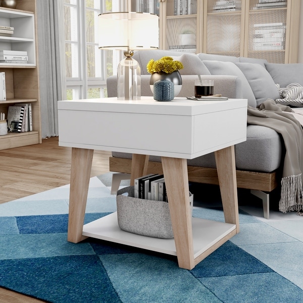 Furniture of America Willen White 1-shelf Lift-top Side Table