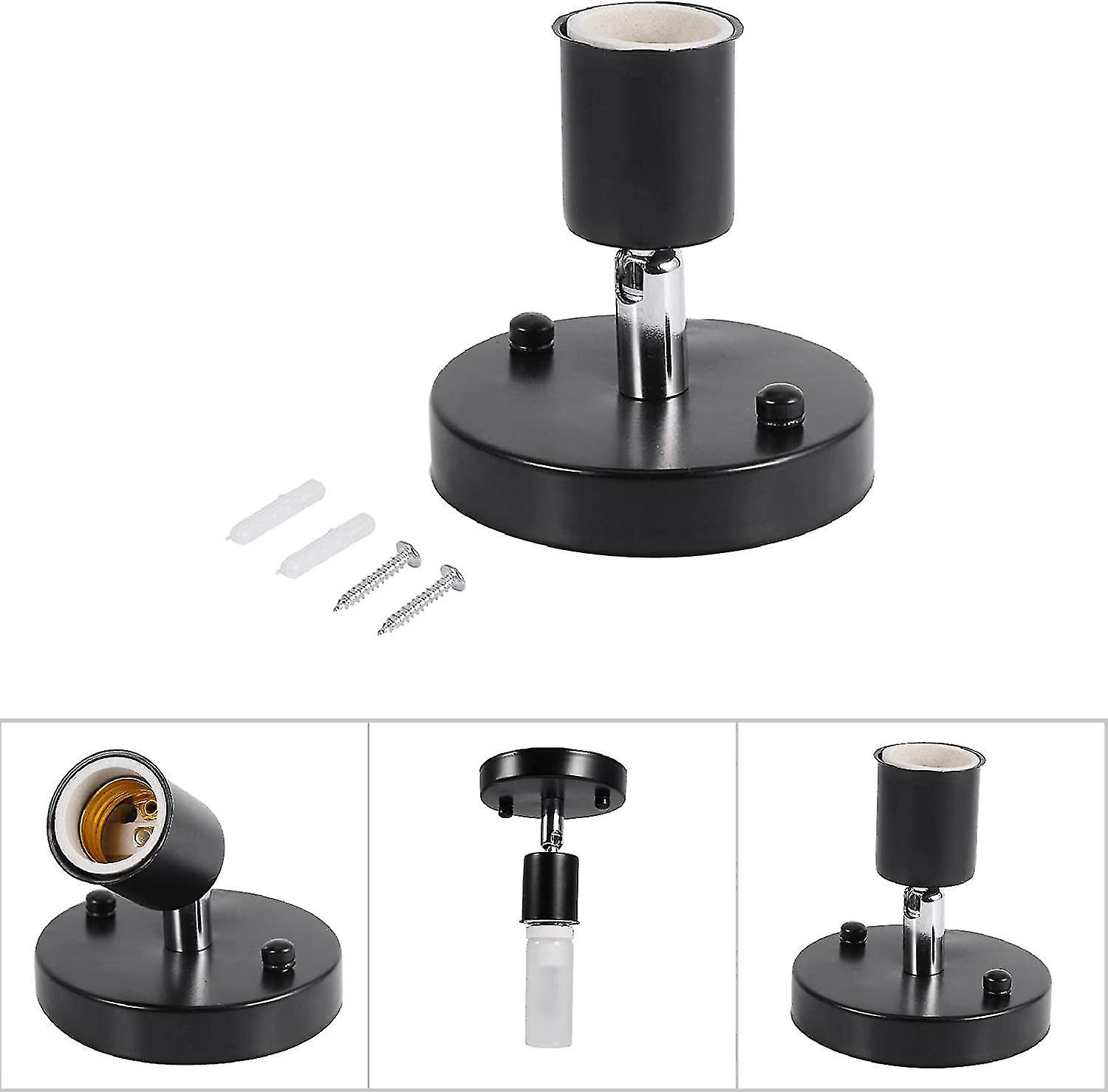 Bulb Holder 1pc E27 Modern Vintage Ceiling Light Wall Mounted Lamp Socket 180 Rotation(black)