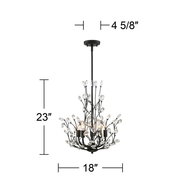 Wide Modern Clear Crystal Glass Leaf 5 light Fixture For Dining Room Foyer House Kitchen Island