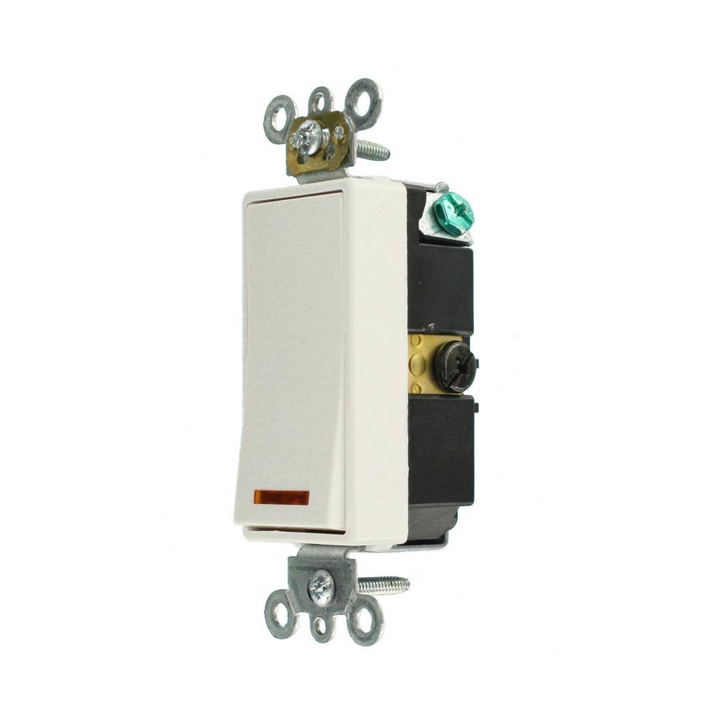 Leviton 20 Amp Decora Plus Commercial Grade 3-Way Lighted Rocker Switch with Pilot Light White 5633-2W