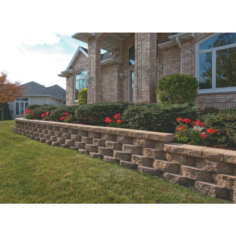 ROCKWOOD RETAINING WALLS Mini 3 in. H x 8 in. W x 9 in D Sandstone Concrete Wall Cap (104 Pieces69 Linear ft. Pallet) 0547104