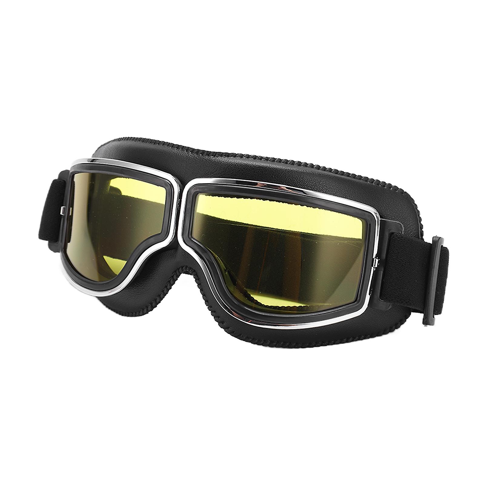 Wind Sand Protection Motorcycle Glasses Adjustable Tightness Outdoor Motocross Gogglesblack Frame Yellow Lens