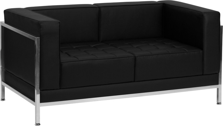 Black Bonded Leather Loveseat   Contemporary   Loveseats   by Beyond Design  ampMore  Houzz