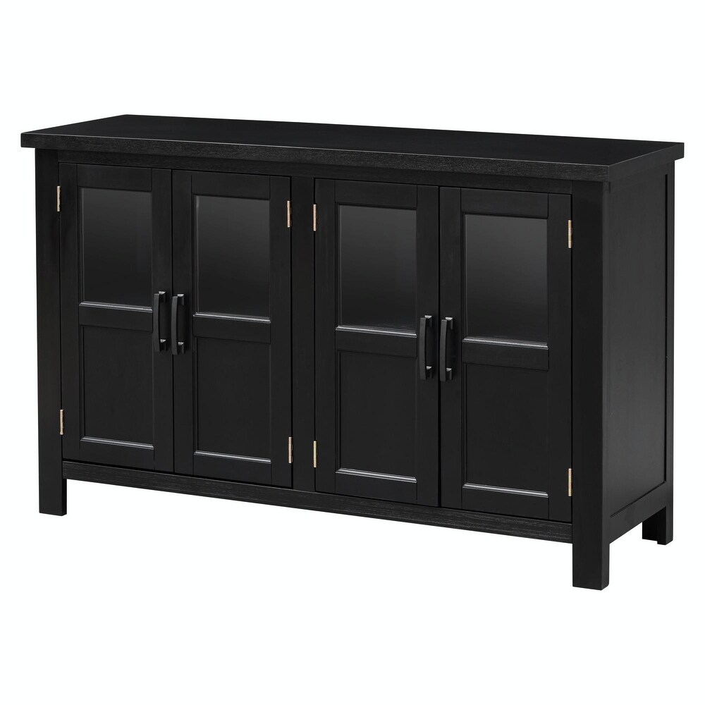 4 Door Cabinet with Adjustable Shelf and Metal Handles