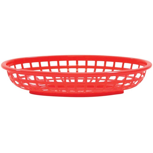 Tablecraft 1074 Oval Sandwich Basket， Red