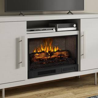 SCOTT LIVING Cestoni 60 in. Freestanding Media Console Wooden Electric Fireplace in White HDSLFP60L-3B