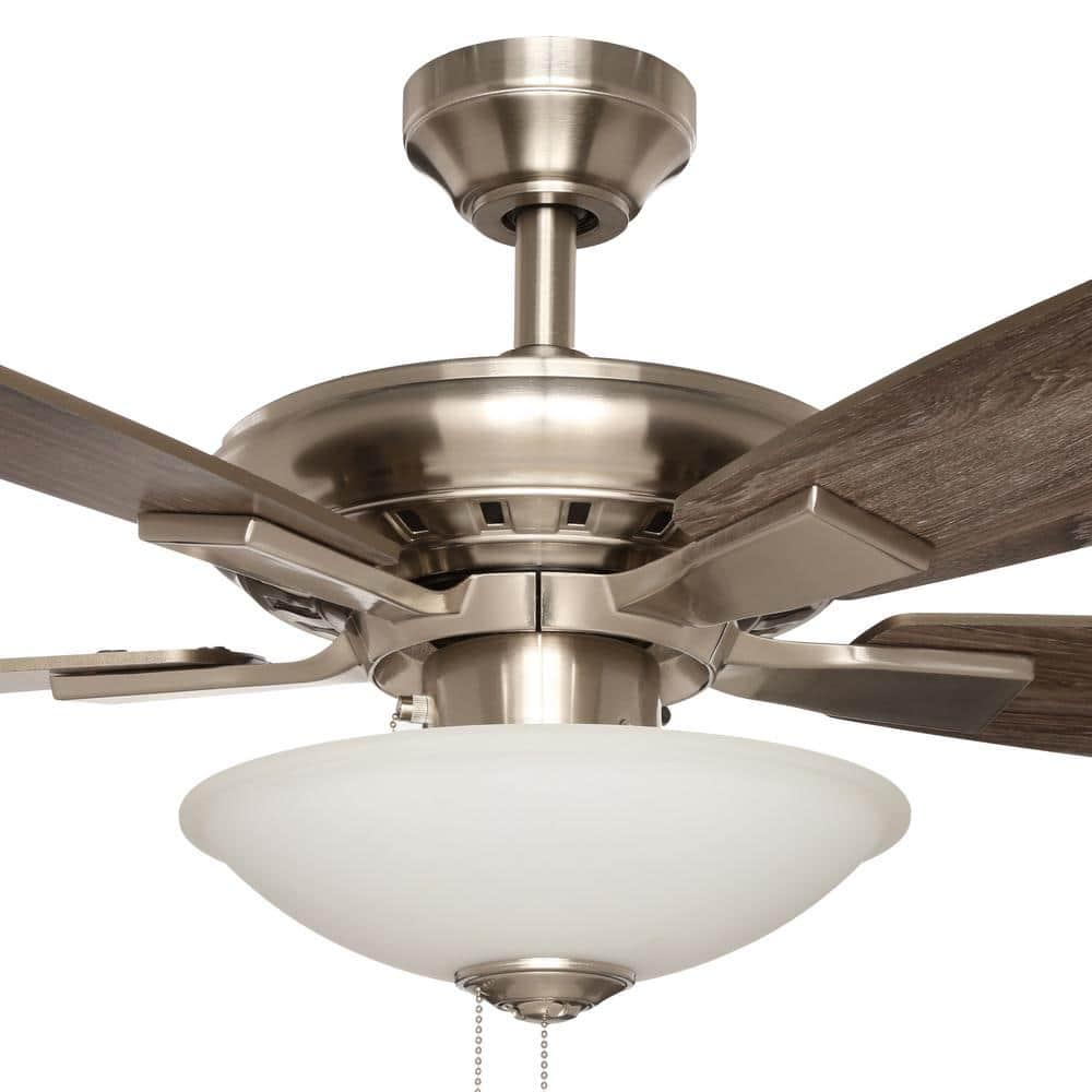 Hampton Bay Menage 52 in Integrated LED Indoor Low Profile Brushed Nickel Ceiling Fan with Light Kit