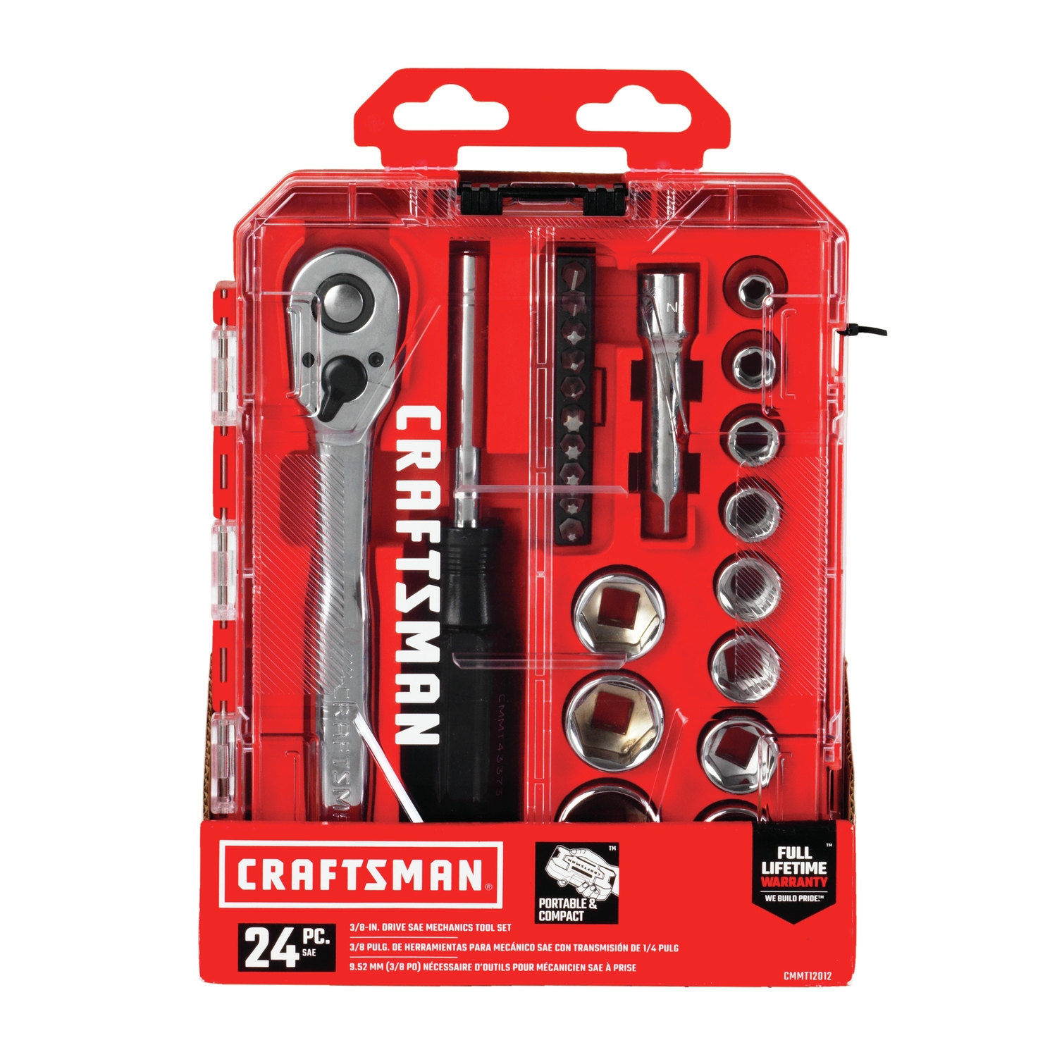 Craftsman 3/8 in. drive SAE 6 Point Nano Mechanic\u0027s Tool Set 24 pc