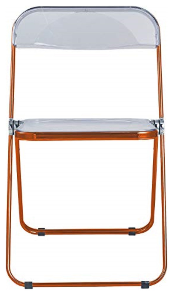 LeisureMod Lawrence Acrylic Folding Chair With Orange Metal Frame  Set of 4   Contemporary   Dining Chairs   by VirVentures  Houzz