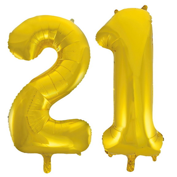 BIRTH9999 258860 Jumbo Gold Foil Balloons 21   NS
