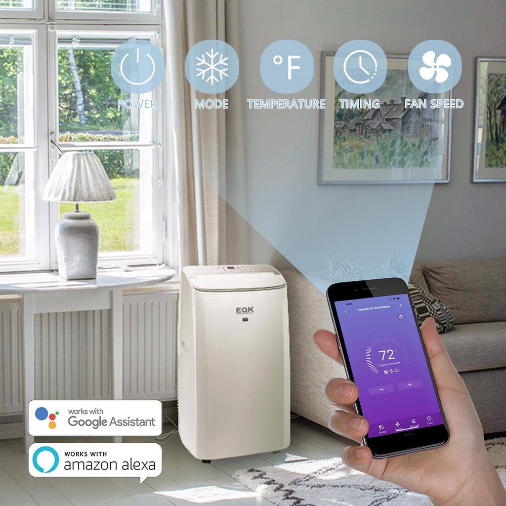 EQK 14000 BTU (10000 BTU DOE) SMART Portable Air Conditioner Dehumidifier  Fan Wifi and Voice Alexa Google 550 Sq.Ft EAPC10RSC1