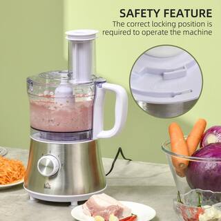 HOMCOM Adjustable Speed 5-Cup Food Processor with Processor Bowl 1.5L Blender Jug 3 Blades 800-140V80