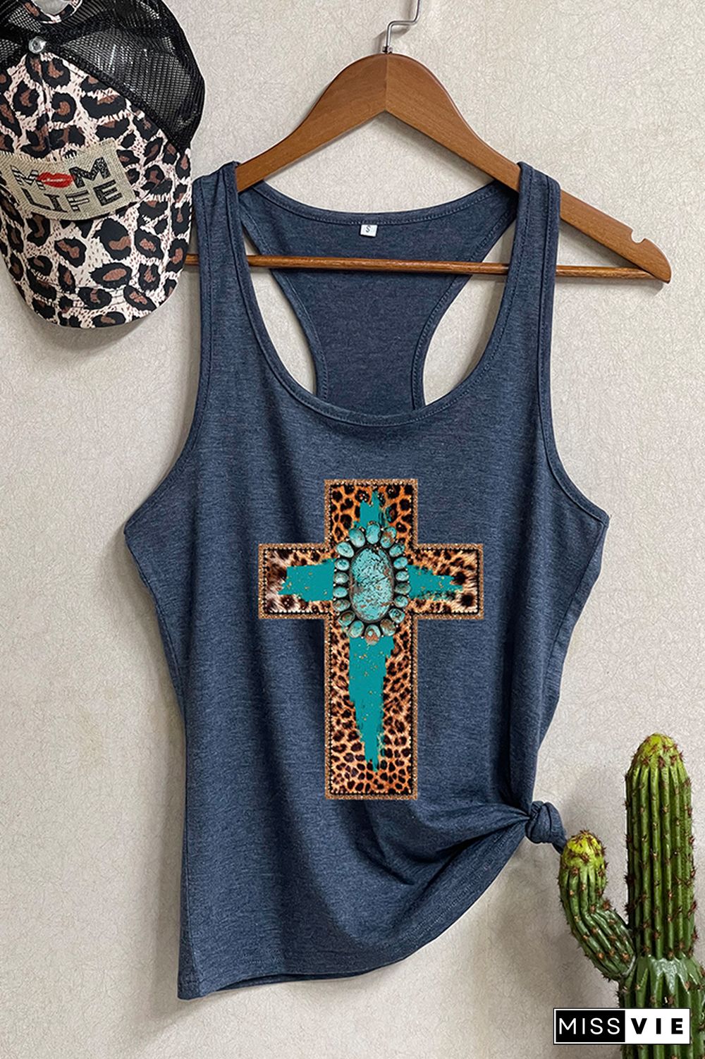 Cross Print Sleeveless Tank Top Wholesale