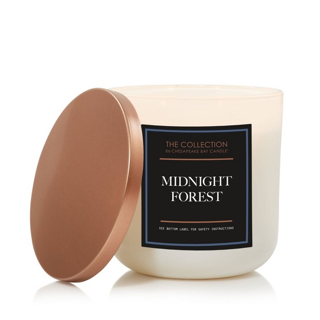 2 wick White Glass Midnight Forest Lidded Jar Candle 12oz The Collection By Chesapeake Bay Candle