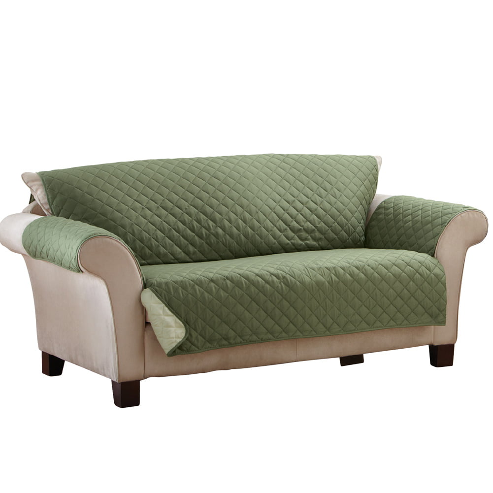 Collections Etc Reversible Quilted Furniture Cover, Sofa, Olive/Sage