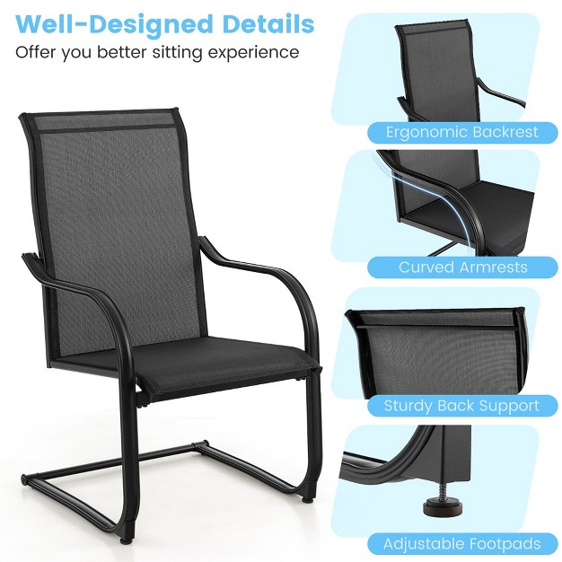 Tangkula 4pcs Outdoor Dining Chairs Patio C spring Motion W Cozy amp Breathable Seat Fabric Black