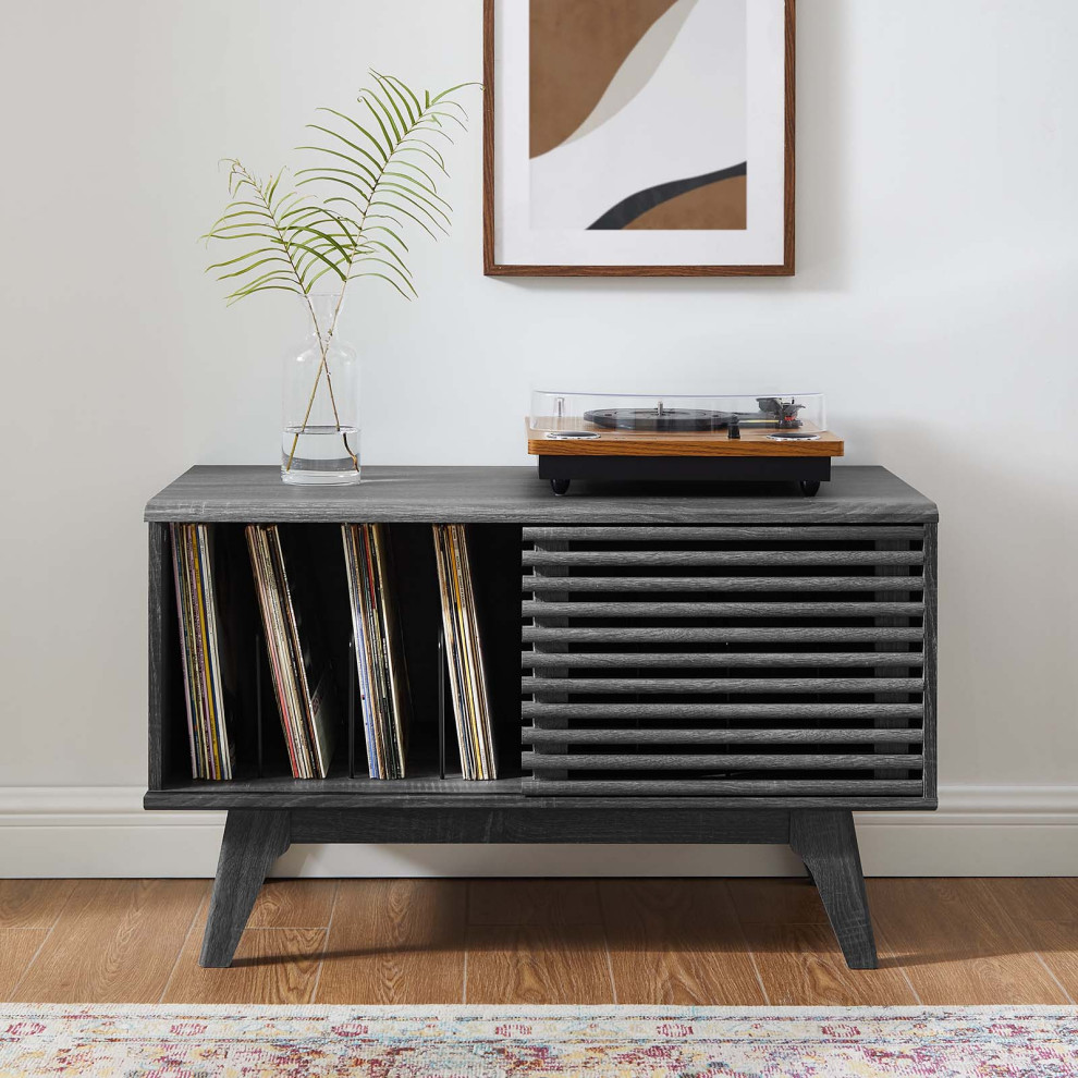 Render Vinyl Record Display Stand   Midcentury   Media Cabinets   by Modway  Houzz