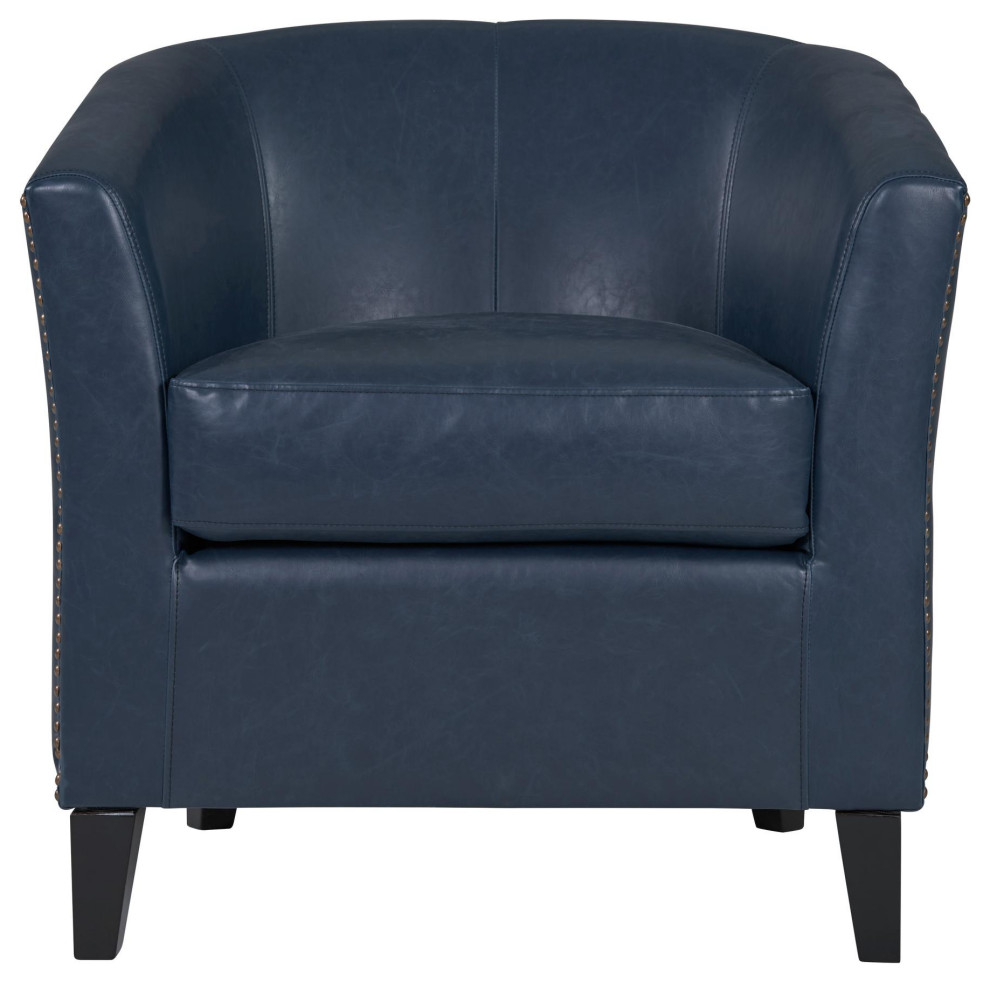 Derron Bonded Leather Tub Chair Black Legs  Vintage Blue   Transitional   Armchairs And Accent Chairs   by Virgil Stanis Design  Houzz