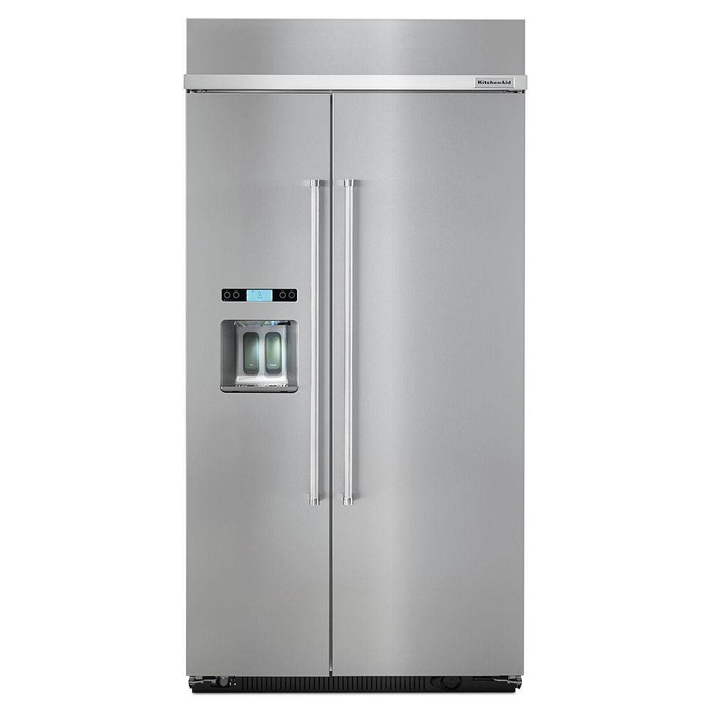 KitchenAid 25.2 cu. ft. Built-In Side by Side Refrigerator in Stainless Steel KBSD612ESS