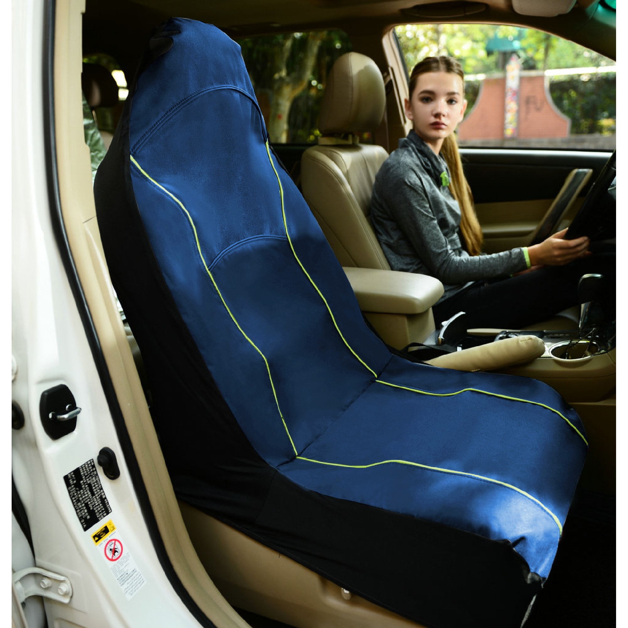 Pet Life Blue Open Road Mess-Free Single Seated Safety Car Seat Cover Protector for Dog， Cats， and Children， 48.03