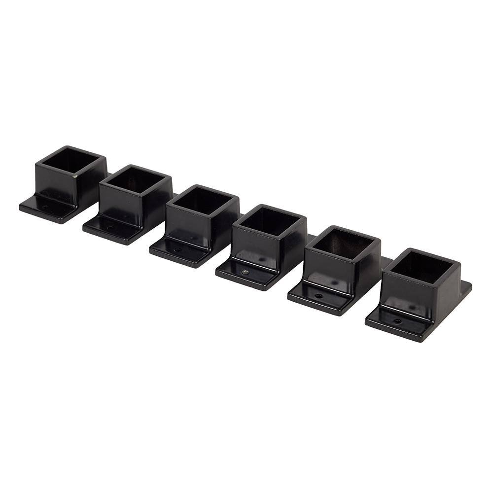 FORTRESS Athens Gloss Black Aluminum Fence Wall Mount Bracket (6-Pack) 430080