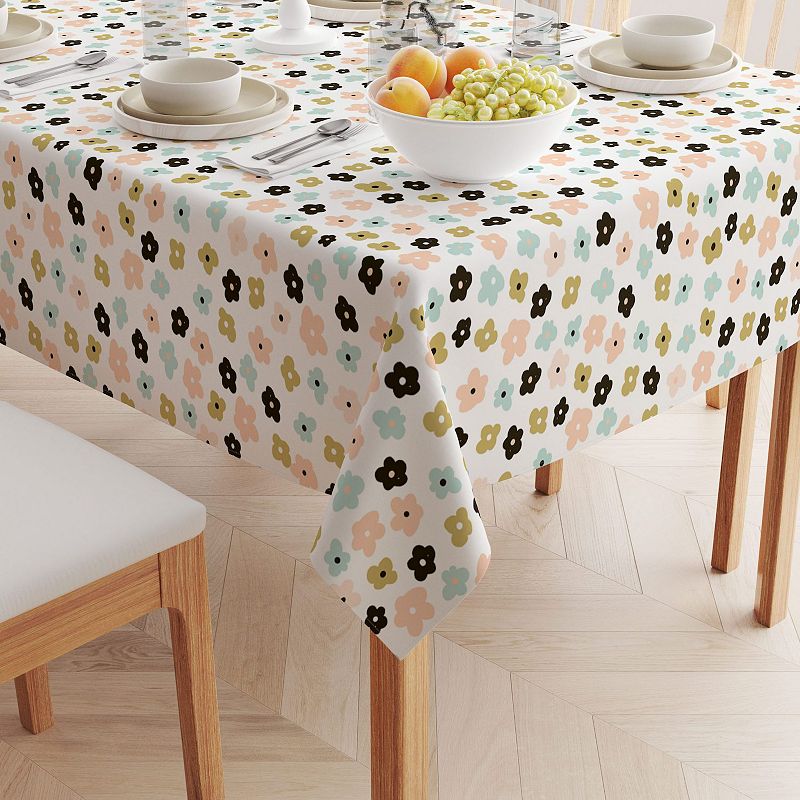 Square Tablecloth， 100% Polyester， 60x60， Cartoon Flowers