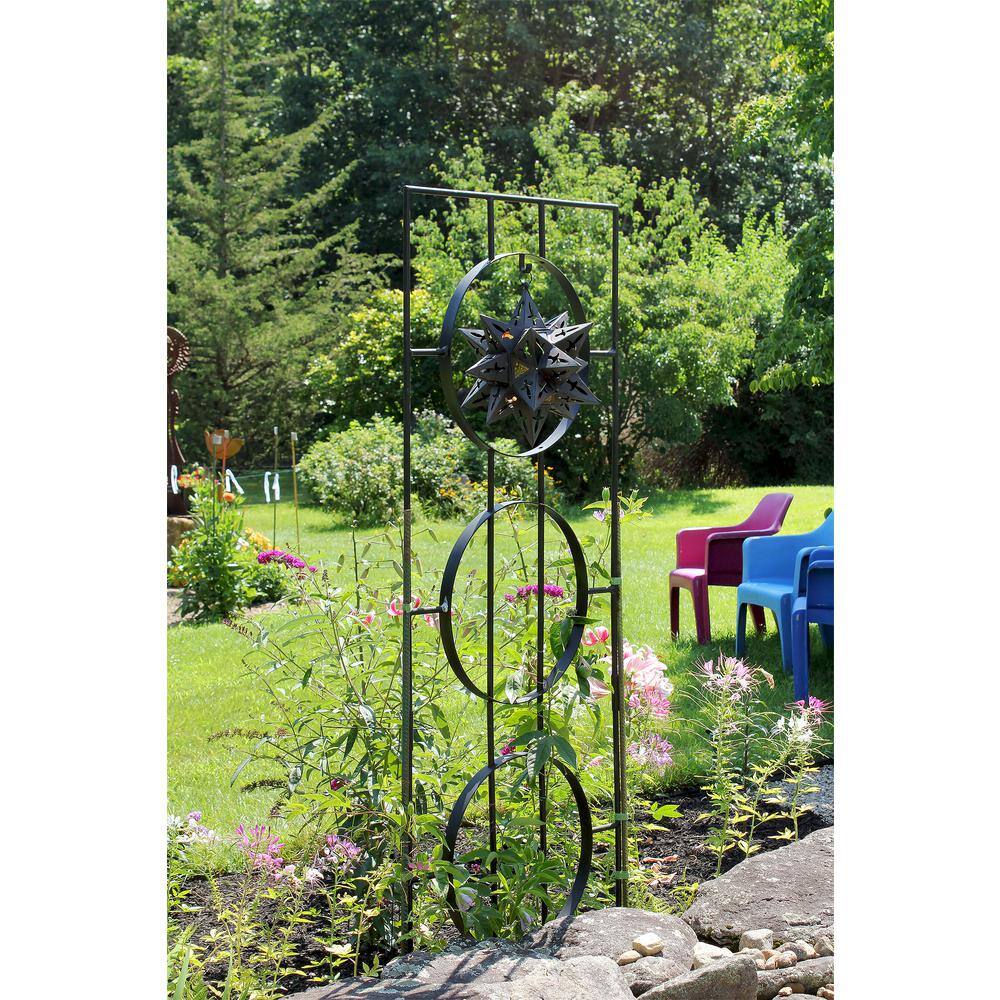 ACHLA DESIGNS Modern Samsara Decorative Garden Trellis 79.75 in. Tall Black Powder Coat Finish FT-58