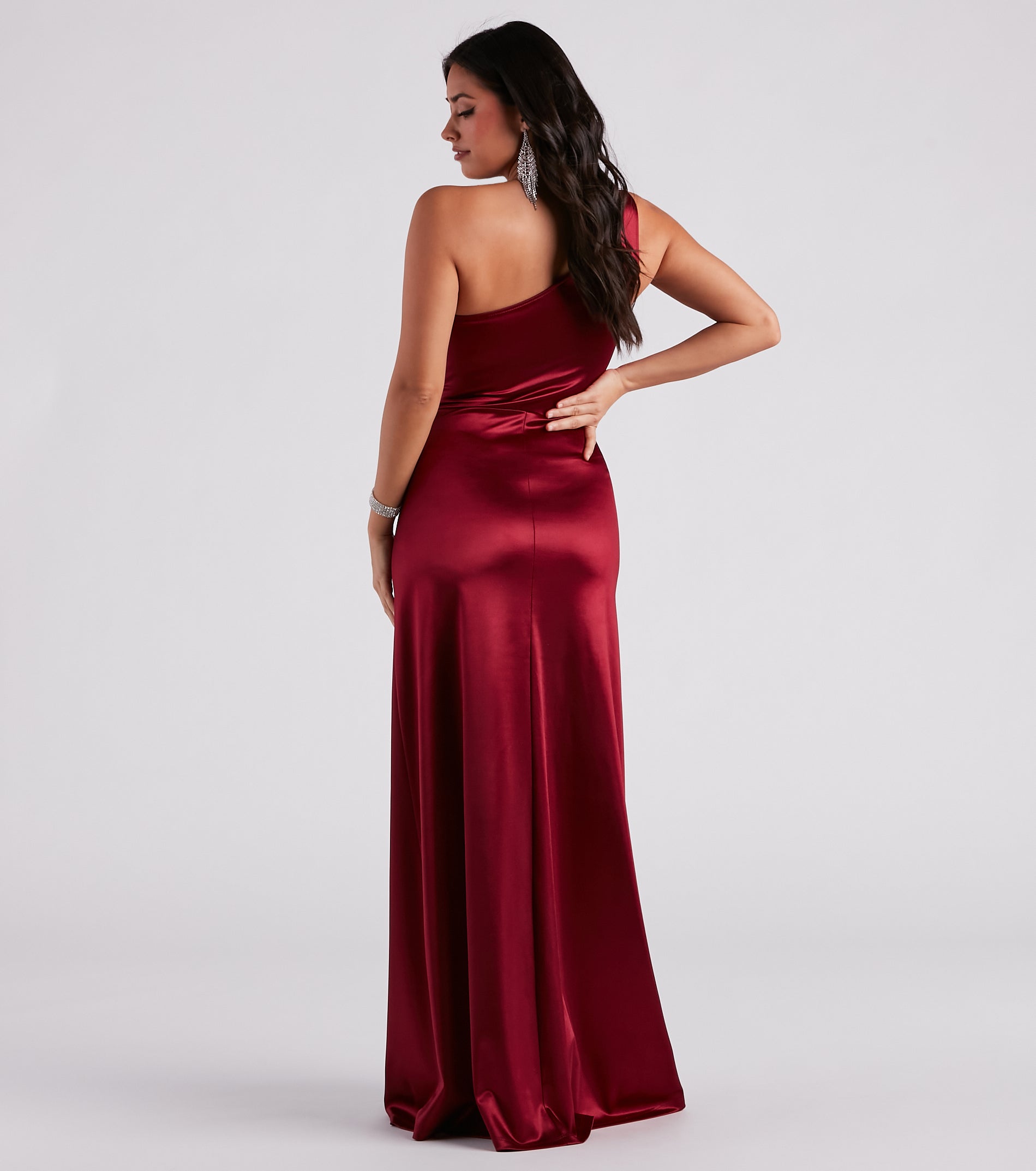 Skyla Formal Satin One Shoulder A-Line Dress