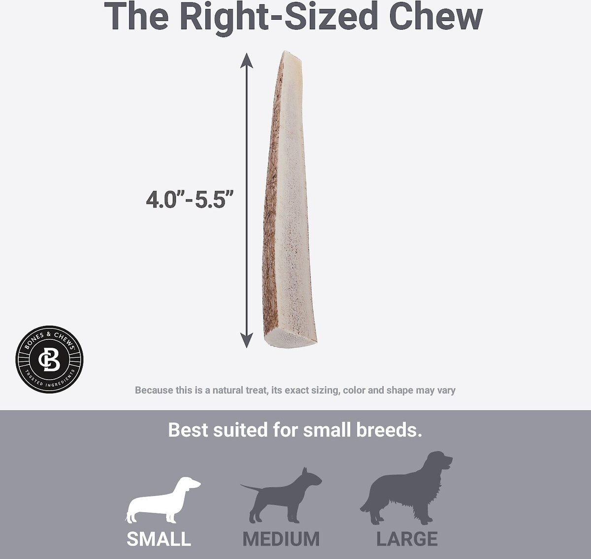 Bones and Chews Made in USA Elk Antler Split Dog Chew