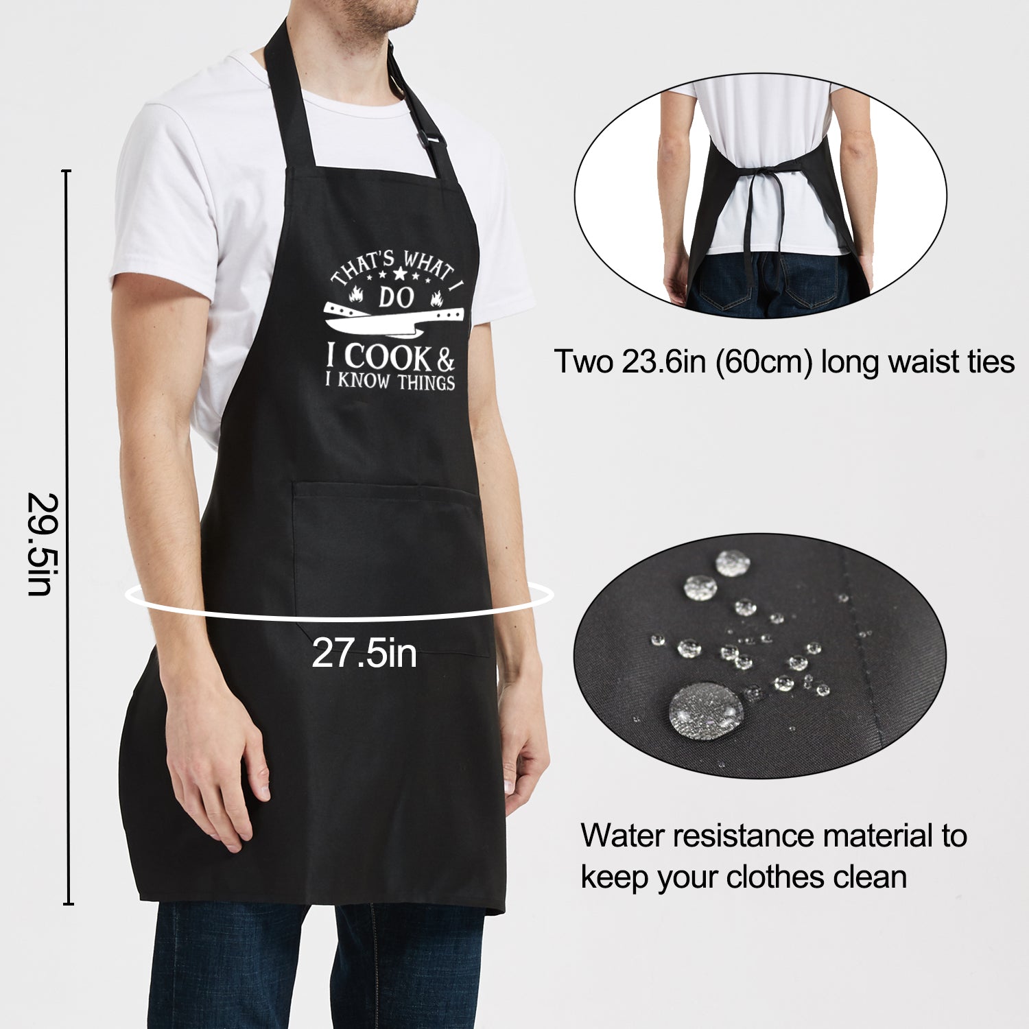 Funny Aprons for Men - BBQ Gifts for Men Dad Fathers Day Husband Chef Kitchen Mens Aprons for Grilling Cooking Grill Birthday Christmas