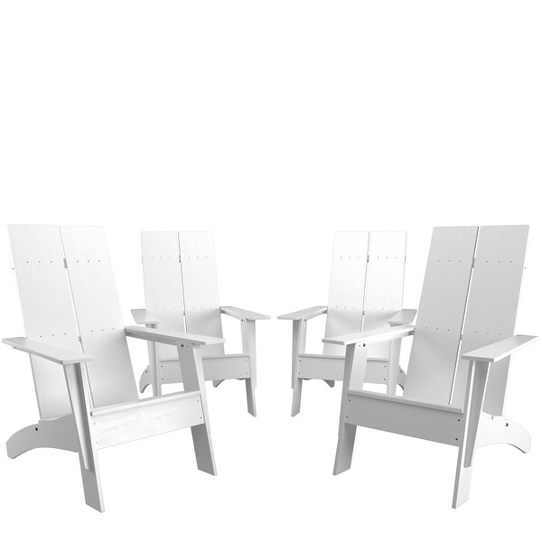 Set of 4 Modern Dual Slat Back Indoor/Outdoor Adirondack Style Chairs