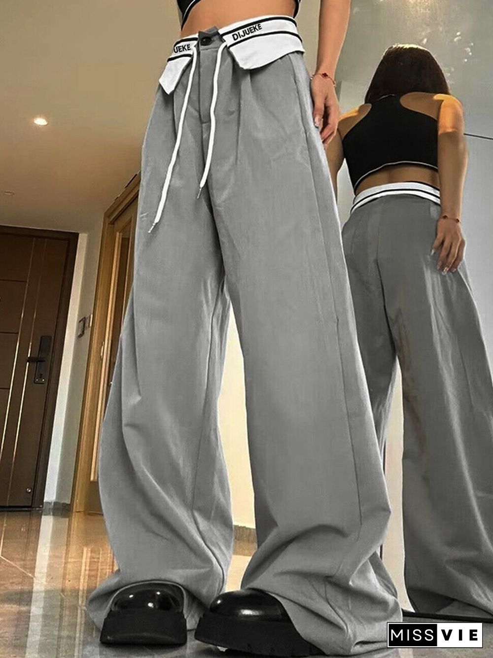 Vintage Turned Waist Straight Leg Pants