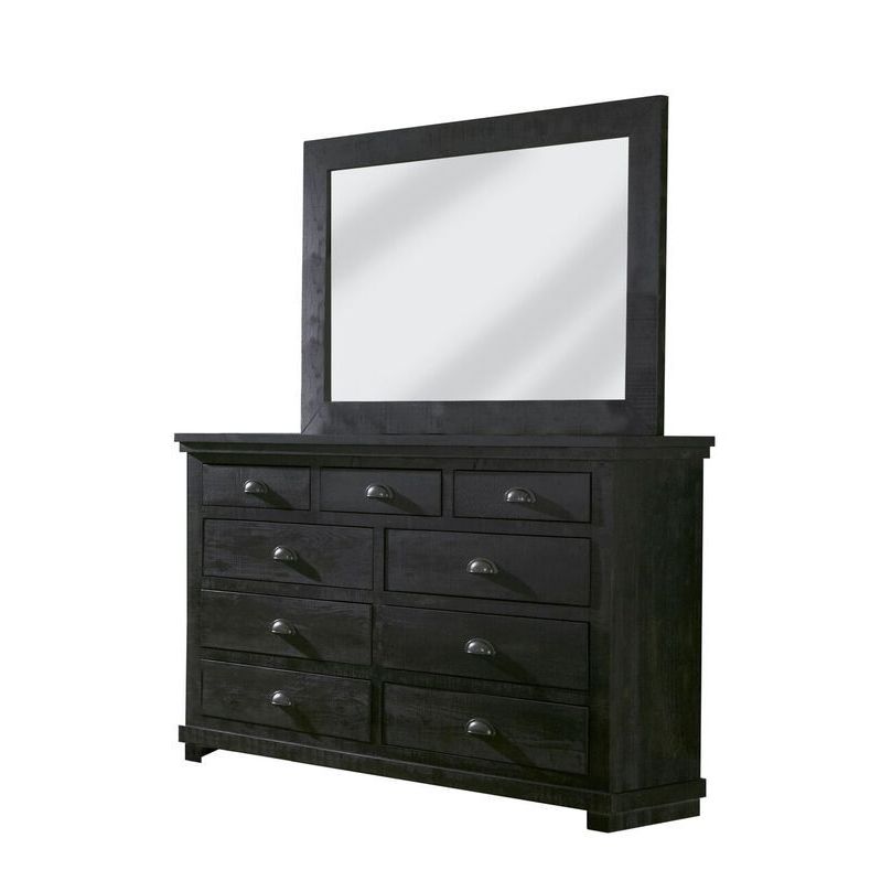 Progressive Willlow Black Pine Wood Drawer  Dresser  and Mirror