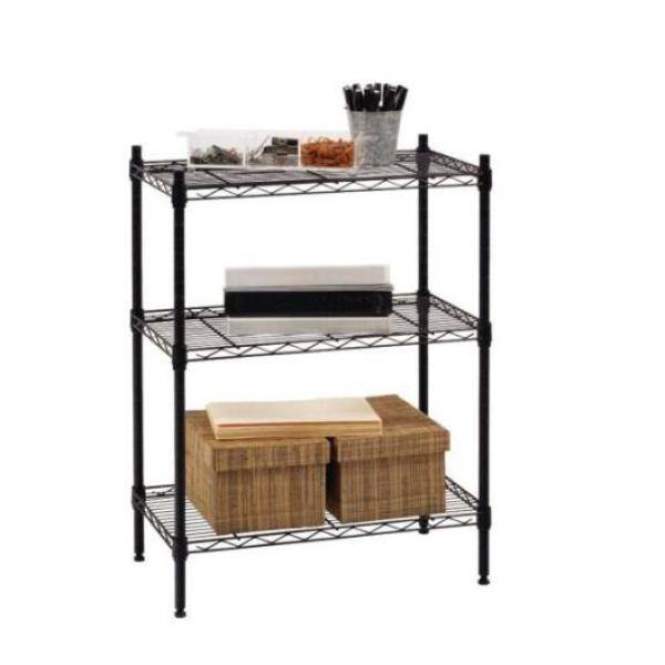 HDX 3-Tier Steel Wire Shelving Unit in Black (24 in. W x 30 in. H x 14 in. D) 31424BPS