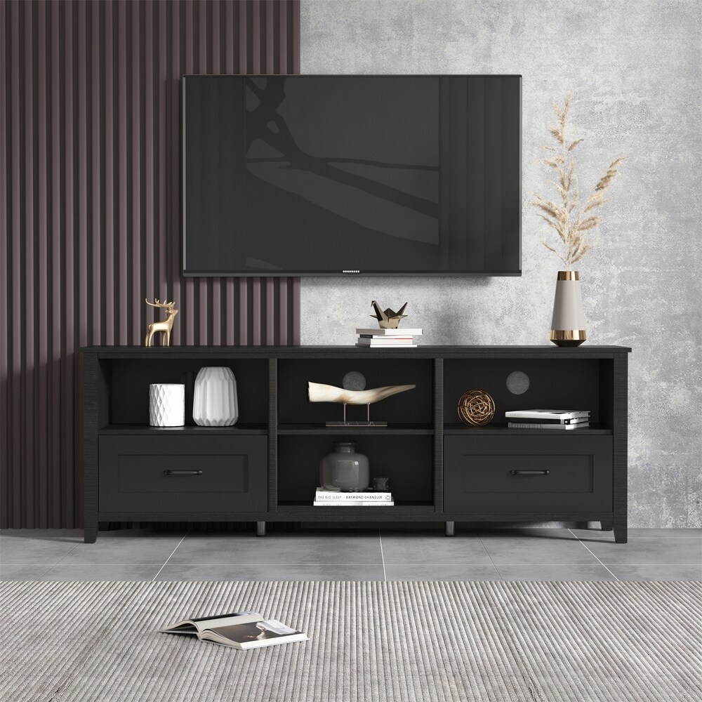 Clihome 70 Inch Length Wood Storage TV Stand