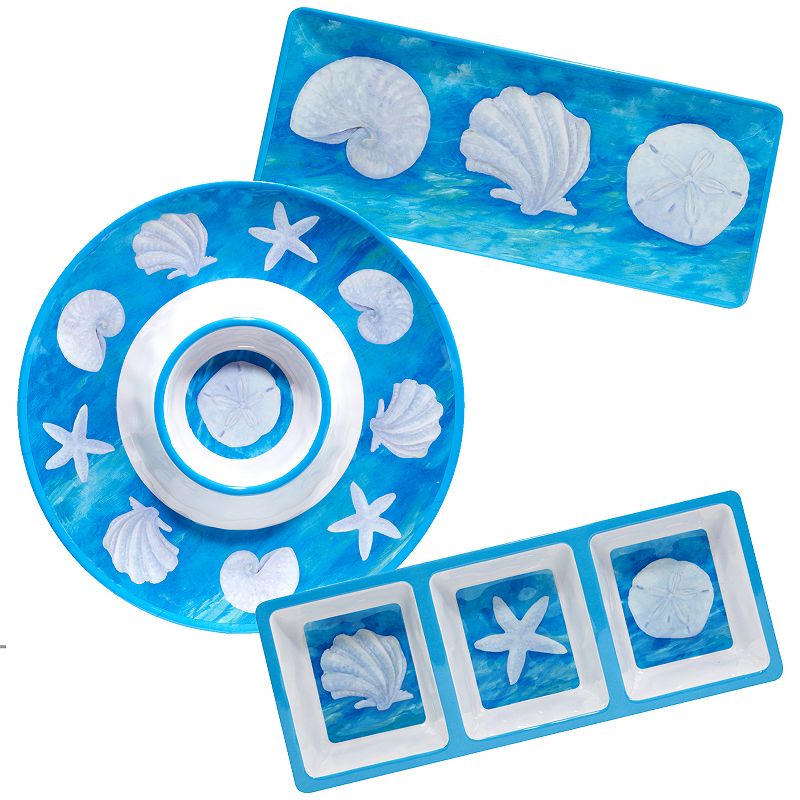 Certified International Ocean Beach 3-pc. Melamine Hostess Set