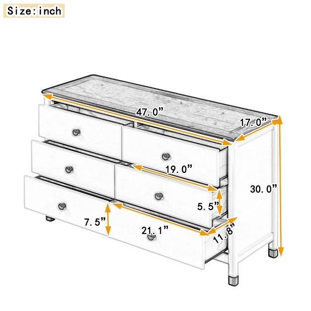 Mordern Wooden Storage Dresser With 6 Drawers storage Cabinet For Bedroom Modernluxe