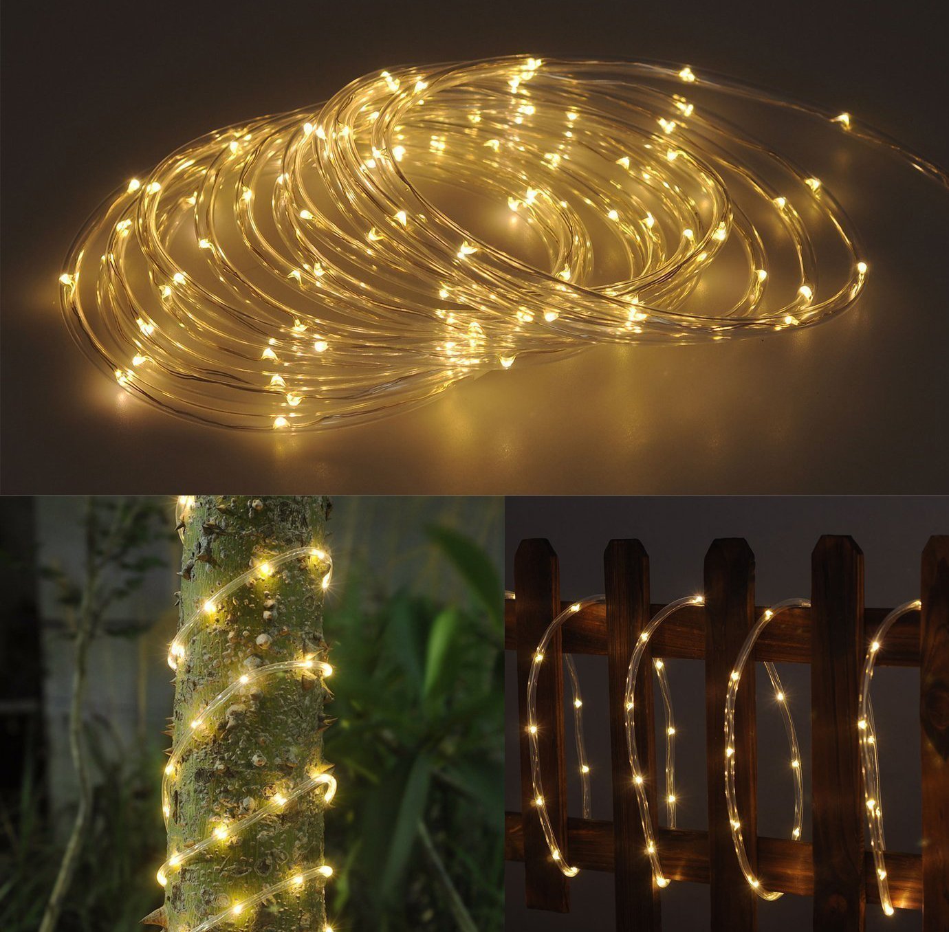 150 ft LED Rope Lights with Remote Controller 4 Lighting Mods Warm White LED Rope String Light Party LED Flexible Fairy Lights for Indoor Outdoor Bedroom Pool Party Wedding Garden Decoration