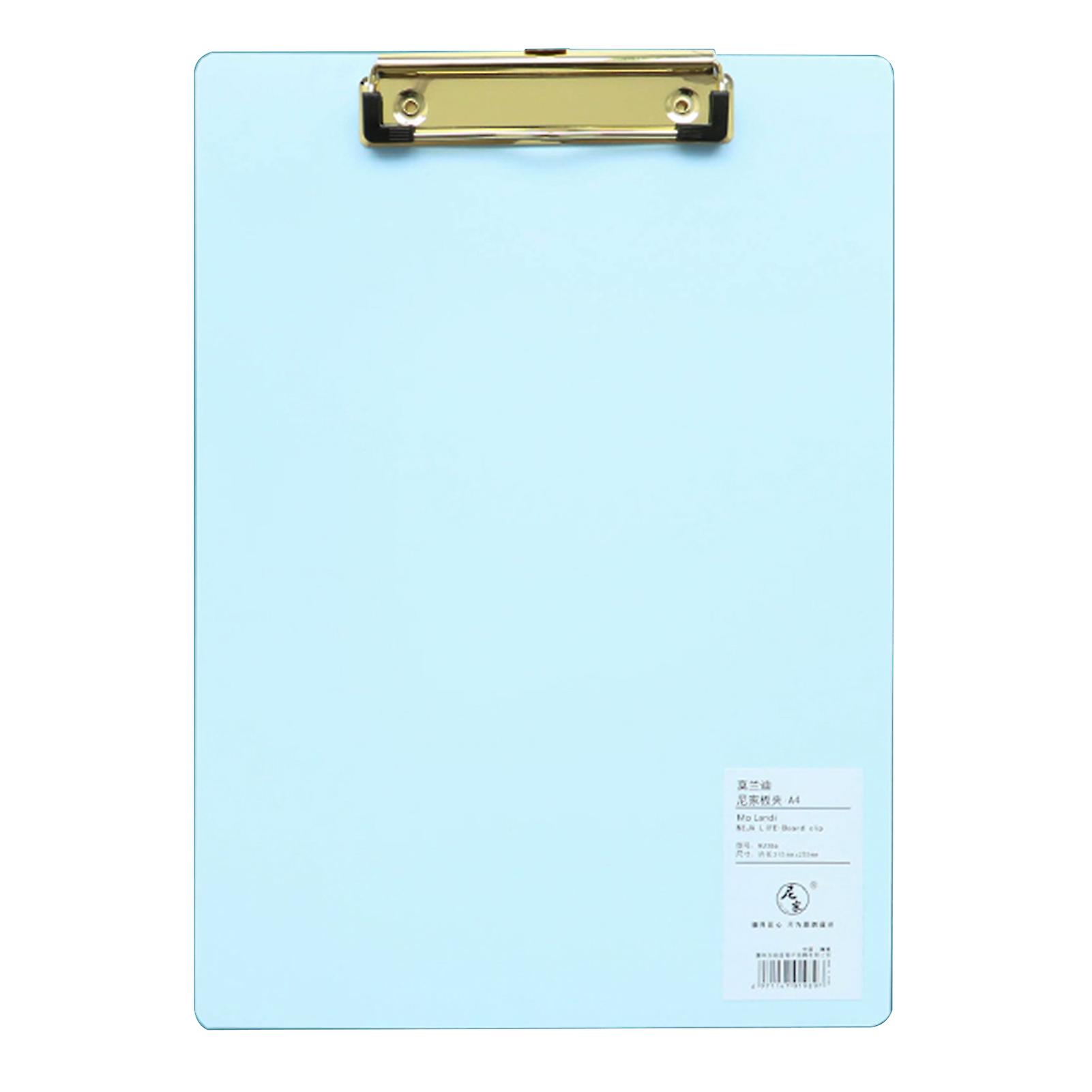 A4 Plastic Clipboard Hardboard Writing Pad Profile Clip With Hanging Hole For Students School Office Blue