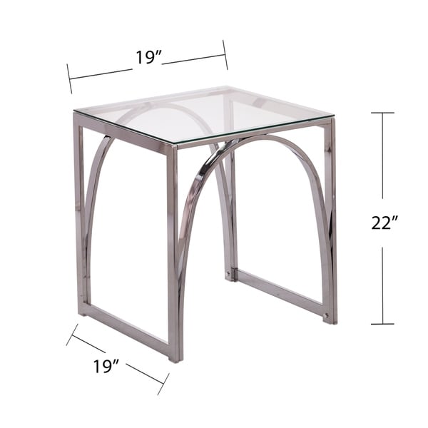 SEI Furniture Stene Contemporary Silver Glass Side Table