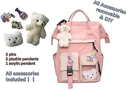 Kawaii Backpack With Kawaii Pin And Accessories Backpack Cute Aesthetic Backpack Cute Kawaii Backpack For School (black) Black -