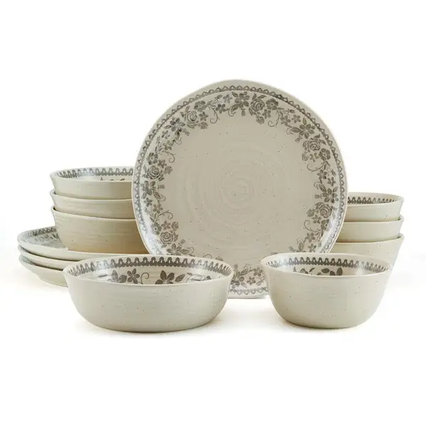 Pfaltzgraff 12-Piece Hayden Grey Dinnerware Set