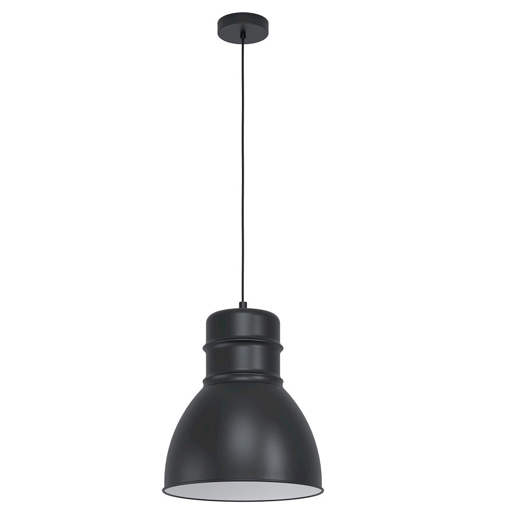 Eglo 43621 Ebury Black & White Inner Shade Vintage Dome Pendant 38cm