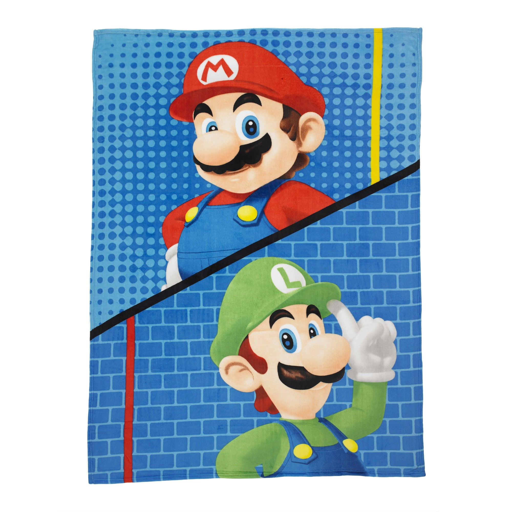 Super Mario Kids Plush Twin/Full Blanket， 62 x 90， Blue， 