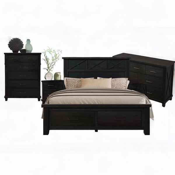 6 Pieces Bedroom Sets Queen Bed - - 37952389