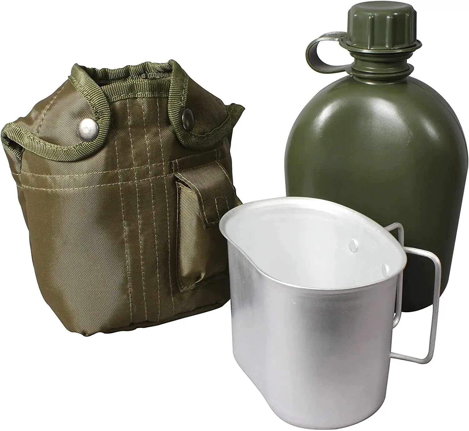 3 Piece  Canteen Kit with Cover   Aluminum Cup for Camping Hiking