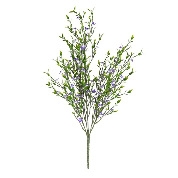 Artificial Uv Coated Bush With Mini Purple Flowers And Greenery