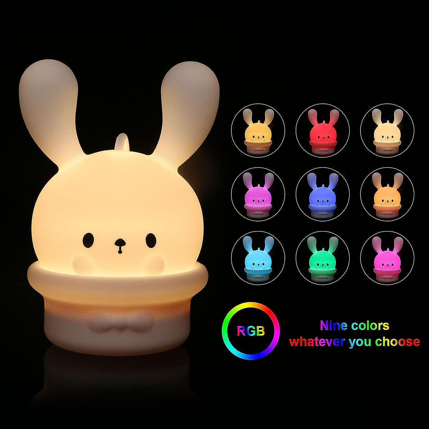 9 Colors Silicone Lamp Usb Rechargeable Can Be Timed Kids Night Light Deco Lamp For Christmas Decoration Kids Room Birthday Gift(rabbit)